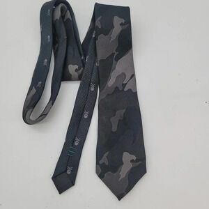 Youth Boys Public Notices Black Gray Camo Skull Skinny Slim Tie OS